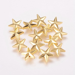 Золотой Сплавочные овальные бусины тибетского стиля , звезда, без кадмия и без свинца, золотые, 12x12x4 мм, отверстие : 1 мм