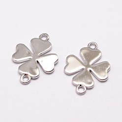 Платинированный Соединители латунные звенья, клевер, без кадмия, без никеля и без свинца, Реальная платина, 16x12x1 мм, отверстие : 1.5 мм