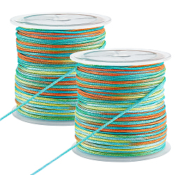 Farbig 2Rollsegment gefärbter Polyesterfaden, geflochtene Schnur, Farbig, 1.5 mm, ca. 32.81 Yards (30 m)/Rolle, 2roll / set