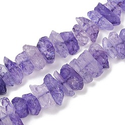 Средний Фиолетовый Натуральный хрустят кварц бисер пряди, окрашенные, самородки, средне фиолетовый, 13~31x7~12x7~12 мм, отверстие : 1.2 мм, около 52~53 шт / нитка, 15.75''~15.94'' (40~40.5 см)