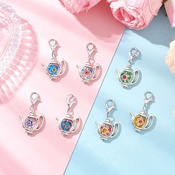 (52) Непрозрачная лаванда Чайник сплав и стеклянные подвесные украшения, с карабин-лобстерами , разноцветные, 40 мм