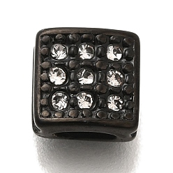 Черный 304 из нержавеющей стали горный хрусталь бисер, квадратный, чёрные, 7x7x4 мм, отверстие : 4x2 мм