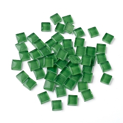 Green Mosaic Glass Tiles, Stained Square Pieces, for Home Decoration or DIY Crafts, Green, 9.5x9.5x4~4.5mm, about 300pcs/bag