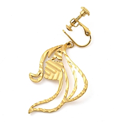 Real 18K Gold Plated Ion Plating(IP) 304 Stainless Steel Earrings for Women, Human, Real 18K Gold Plated, 53x25mm