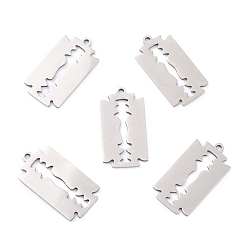 Нержавеющая Сталь Цвет Не тускнеющие 201 подвески из нержавеющей стали, форма лезвия бритвы, цвет нержавеющей стали, 26.5x14x1 мм, отверстие : 1.6 мм