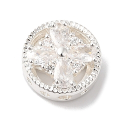 Посеребрённый Латунные микропаве из прозрачного кубического циркония, без кадмия, без никеля и без свинца, плоско-круглые, 925 серебро покрытием, 12x5 мм, отверстие : 1.6 мм