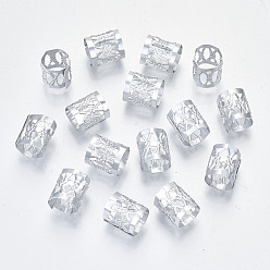 Серебро Алюминиевые дреды бусы украшение для волос, манжеты для волос, серебряные, 9x8 мм, отверстие : 7 мм