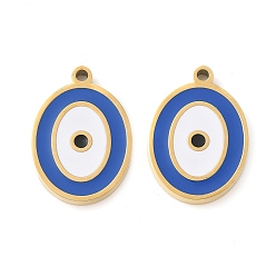 Настоящее золото 14K 304 нержавеющей стальной эмали подвески, овальные амулеты, реальный 14 k позолоченный, 18x12.5x1.5 мм, отверстие : 1.4 мм