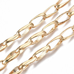 Light Gold Кабельные цепи из сплава, долговечный, несварные, без кадмия, без никеля и без свинца, овальные, золотой свет, 18.5~19.5x8.5x4 мм