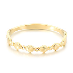 Shell Shape 304 Женские браслеты-кольца из нержавеющей стали с кристаллами и стразами, золотые, формы раковины, внутренний диаметр: 2.28 дюйм (5.8 см)