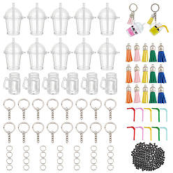 (52) Непрозрачная лаванда Наборы для самостоятельного изготовления брелока-подвески в виде жемчуга с молоком, включают в себя железные разъемные брелоки, кисточка из искусственной замши, имитация миниатюрной мини-соломинки, разноцветные, 49 мм