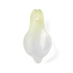 Желто-Зеленый Двухцветные стеклянные подвески, подвески в виде листьев лотоса, желто-зеленый, 20x10.5x5 мм, отверстие : 1.2 мм