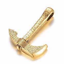 Antique Golden Alloy Pendants, Hammer, Antique Golden, 35x26x7mm, Hole: 4x6.5mm