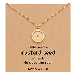 Золотой Плоские круглые 201 ожерелья из нержавеющей стали с подвеской в виде горчичного зерна для женщин, золотые, 17.72 дюйм (45 см)