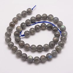 Larvikite Natural Labradorite Bead Strands, Round, 8mm, Hole: 1mm, about 47pcs/strand, 15.5 inch