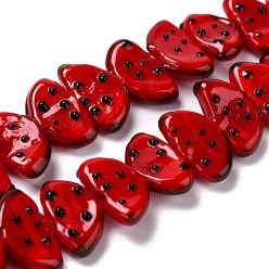 Красный Бусы лэмпворк ручной работы, фрукты, красные, 10x18.5x5 мм, отверстие : 1.6 мм, около 25 шт / нитка, 9.76 дюйм (24.8 см)