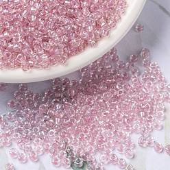 (RR3639) Fancy Lined Soft Pink MIYUKI Round Rocailles Beads, Japanese Seed Beads, (RR3639) Fancy Lined Soft Pink, 15/0, 1.5mm, Hole: 0.7mm, about 250000pcs/pound