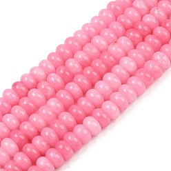 Бледно-Розовый Окрашенные природные белый нефрит бисер пряди, рондель, розовый жемчуг, 10x6 мм, отверстие : 1.2 мм, около 63 шт / нитка, 14.88'' (37.8 см)