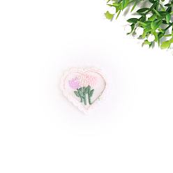 Бежевый Хлопок в стиле вышивки с цветочной вышивкой и пришить заплатки, аппликация, значки, с золотым ободком, для одежды, бежевые, 45x27 мм