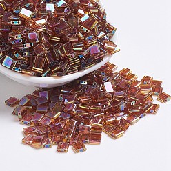 (TL257) Transparent Topaz AB MIYUKI TILA Beads, Japanese Seed Beads, 2-Hole, (TL257) Transparent Topaz AB, 5x5x1.9mm, Hole: 0.8mm, about 5900pcs/500g