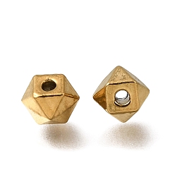 Настоящее золото 18K 304 из нержавеющей стали разделительные бусины, ионное покрытие (ip), многоугольник, реальный 18 k позолоченный, 5x5x5 мм, отверстие : 1.4 мм