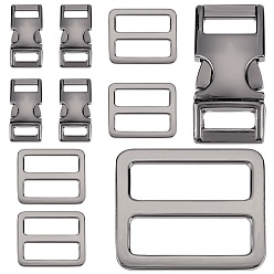 Gunmetal 10Pcs 2 Style Alloy Adjustable Quick Side Release Buckles, for Luggage Straps Backpack Repairing, Rectangle, Gunmetal, 30x15x7mm, Hole: 10.5x3mm, 2 style, 5pcs/style, 10pcs