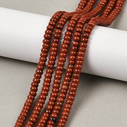 Красный Камень Натуральные красные яшмы бусы пряди, класс А, рондель, 4x2~2.5 мм, отверстие : 1 мм, около 164 шт / нитка, 15.04'' (38.2 см)