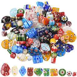 (52) Непрозрачная лаванда 110шт 10 стили стеклянные бусины миллефиори ручной работы, разнообразные, разноцветные, 6~17x3~10 мм, отверстие : 0.5~1.5 мм