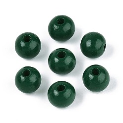 Морско-зеленый Круглые бусины из натурального дерева схима, окрашенные распылением, цвета морской волны, 11.8~12.5x11 мм, отверстие : 2.5~3 мм