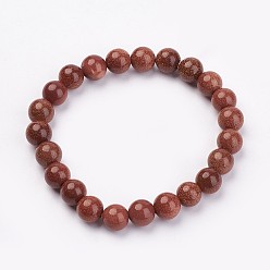 Goldstone Synthetischen Aventurin Stretch-Armbänder, Runde, 48 mm (1-7/8 Zoll), Perle: 8 mm Durchmesser.