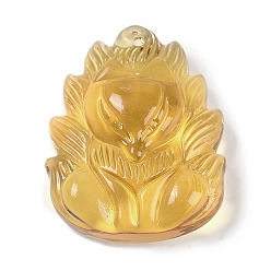 Золотистый Стеклянные подвески, лиса прелести, золотые, 30x24x10 мм, отверстие : 1 мм