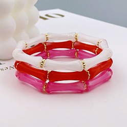 Светло-Вишневый Браслеты из акрила и бамбука для женщин, светло-вишневый, внутренний диаметр: 2-1/4 дюйм (5.8 см)