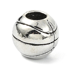 Basketball Сплавочные европейские бусины, бусины с большим отверстием, античное серебро, баскетбол, 10.5x9.5 мм, отверстие : 4.5 мм