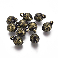 Antique Bronze CCB Plastic Fruit Pendants, Strawberry Charms, Antique Bronze, 15x10x9.5mm, Hole: 3mm