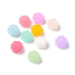 (52) Непрозрачная лаванда Синтетических коралловых бусин, окрашенные, цветок лотоса, разноцветные, 12x7.5 мм, отверстие : 1.8 мм