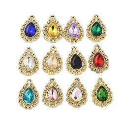 Light Gold K 5 стеклянные подвески, сплавочная фурнитура, УФ-покрытием, слеза, золотой свет, 19.5x13.5x5 мм, отверстие : 1.8 мм