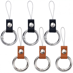 (52) Непрозрачная лаванда 6шт. 2 цвета цинковый сплав кожаные кольца для мобильного телефона, короткие подвесные ремешки с кольцом на палец, разноцветные, 7.8 см, 3 шт / цвет