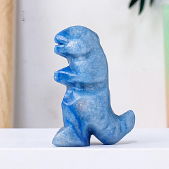 Синий Авантюрин Окрашенный и нагретый натуральный авантюрин синего цвета драгоценный камень резные целебные фигурки динозавров, Украшения из камня с энергией Рейки, 35x55 мм