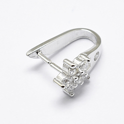 Платина Антикоррозийное покрытие родием 925 подвеска из стерлингового серебра с микропаве из кубических цирконий, ледоруб и щепотку поручительств, цветок, платина, 12x6.5x9 мм, штифты : 0.6 мм