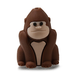 Saddle Brown Silicone Beads, Focal Beads, Orangutan, Saddle Brown, 28.5x21.5x16.5mm, Hole: 3mm