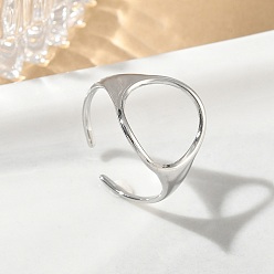 Stainless Steel Color 304 Stainless Steel Cuff Open Rings, Round, Hollow, Stainless Steel Color, 15.5mm, Inner Diameter: 18mm