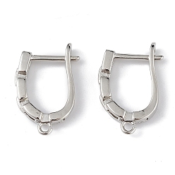Платина Латунные полые прямоугольные серьги-кольца, запереть, без свинца и без кадмия, платина, 18.5x12x3 мм, отверстие : 1.2 мм, штифты : 1 мм