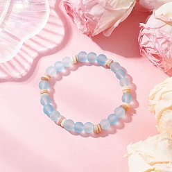 Аква Браслеты из стекла и натуральных пресноводных ракушек в стиле бохо для женщин, круглые, вода, внутренний диаметр: 2-1/2 дюйм (6.2 см)