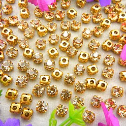 Сочный Персик Плоская круглая вышивка стразами, стекло кристалл горный хрусталь, многожильных ссылки, с латунной закрепкой, сочный персик, 3 мм, около 1400~1440 шт / упаковка