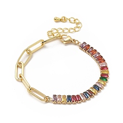 Разноцветный Теннисный браслет из кубического циркония, настоящая позолоченная стойка с покрытием из латуни скрепка для ювелирных изделий для женщин, без свинца и без кадмия, долговечный, красочный, 18 дюйм (7 см)