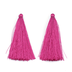 Темно-Розовый Нейлон кисточкой большие украшения кулон, темно-розовыми, 65~70x8~10 мм