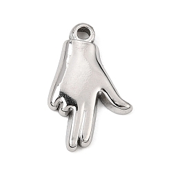 Stainless Steel Color 304 Stainless Steel Pendants, Gesture Charms, Stainless Steel Color, 18x11x2mm, Hole: 1.5mm