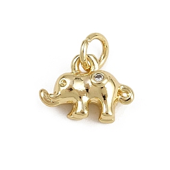 Настоящее золото 18K Подвески в виде слона из латунного микропаве из кубического циркония, долговечный, стойки покрытие, без кадмия и без свинца, с целью перехода в кольце, реальный 18 k позолоченный, 8.5x12x4.5 мм, отверстие : 3 мм