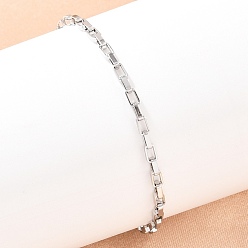 Нержавеющая Сталь Цвет 201 браслеты-цепочки из прямоугольных звеньев нержавеющей стали для женщин, цвет нержавеющей стали, 6-3/4 дюйм (17.2 см)