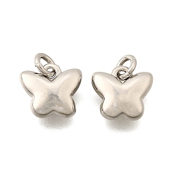 Платина Латунные подвески, бабочки прелести, стойки покрытие, прочное покрытие, без кадмия и без свинца, с целью перехода в кольце, платина, 7.5x8x2.5 мм, отверстие : 2 мм